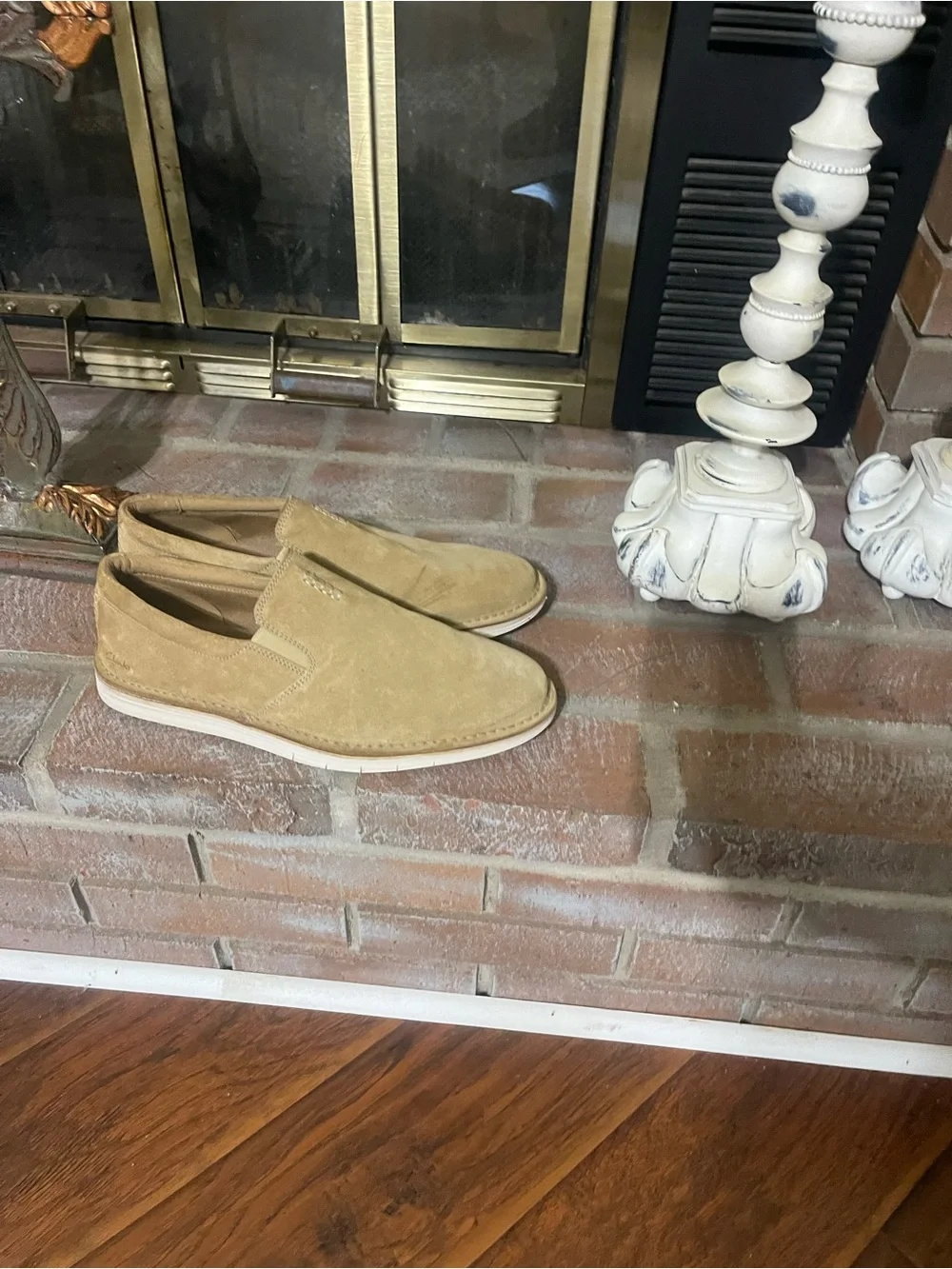 Clarks Men’s Slip-On Suede Loafers in Tan